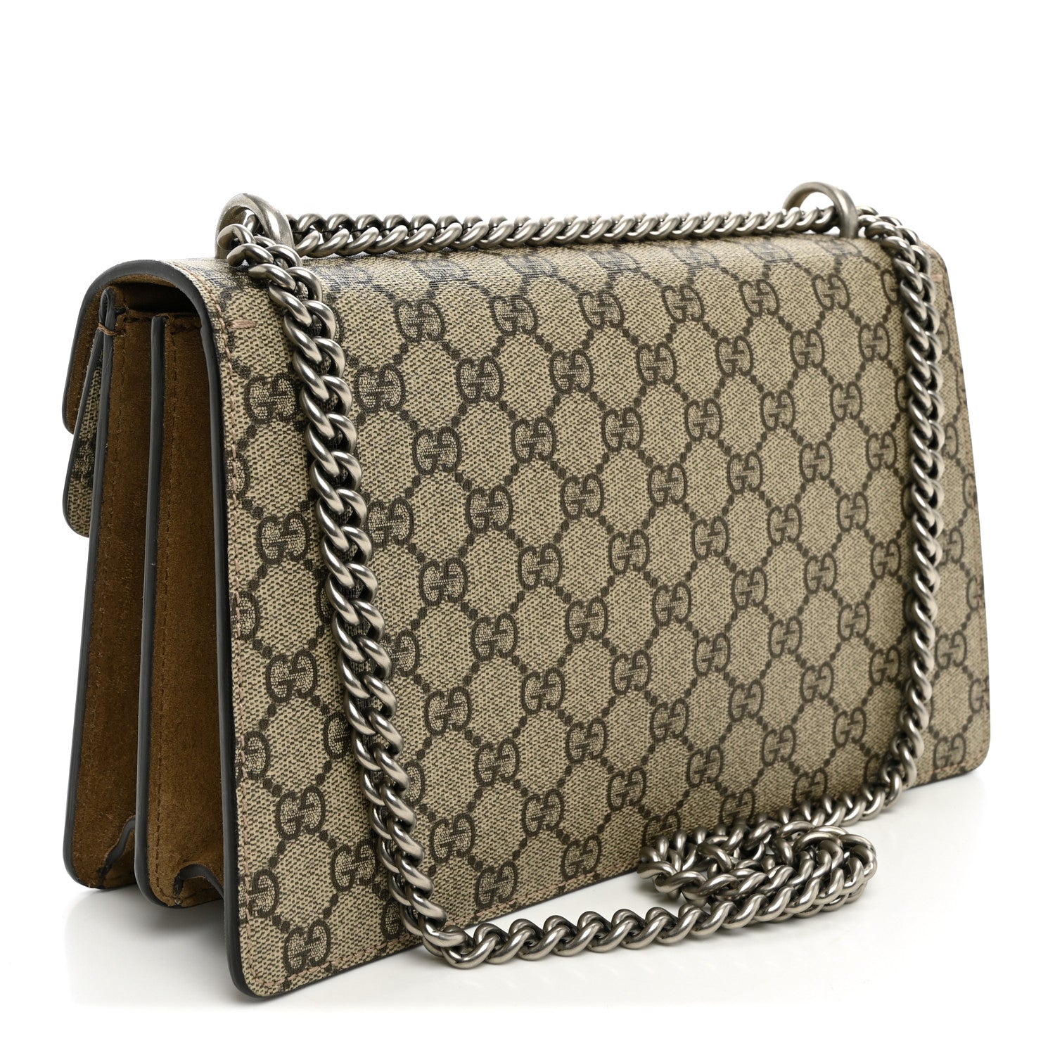 Gucci GG Supreme Monogram Suede Small Dionysus Shoulder Bag Beige Ebony Taupe