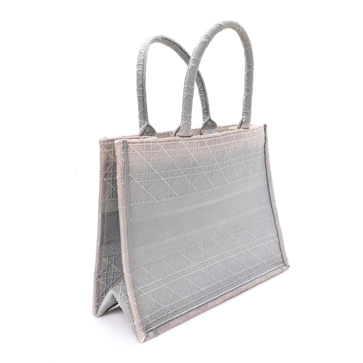 Dior Canvas Embroidered Cannage Medium Book Tote Stone