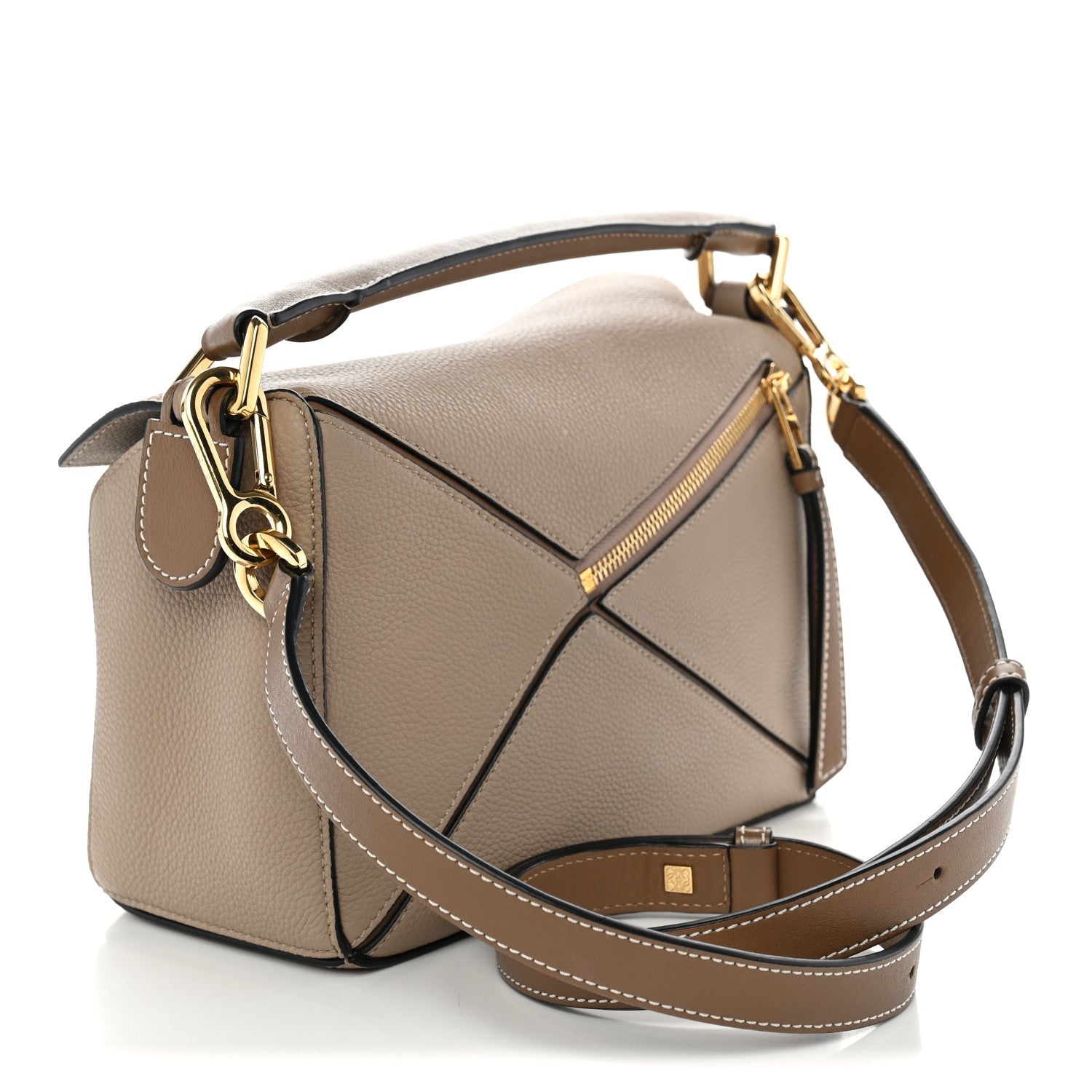 Loewe Grained Calfskin Small Puzzle Bag Sand Mink