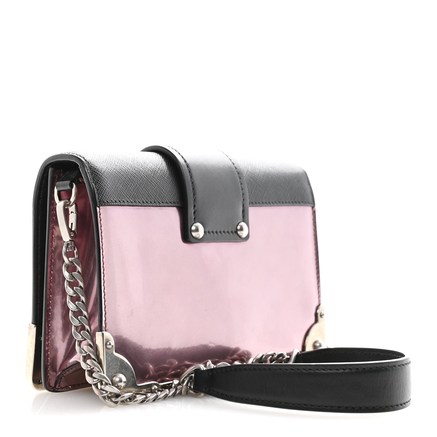 Prada Metallic Vitello Saffiano Cahier Bag Ibisco Black