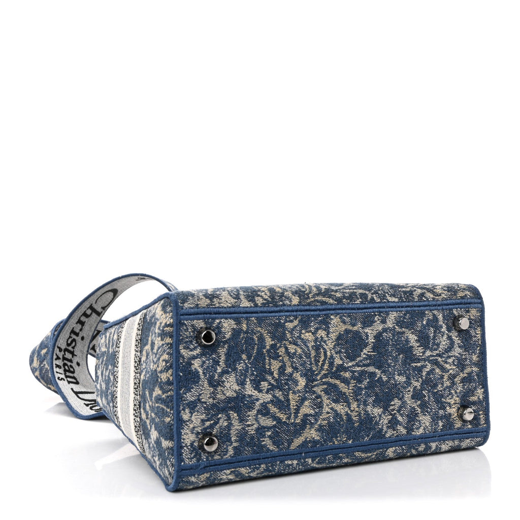Dior Canvas Embroidered Brocart Medium Lady D-Lite Blue