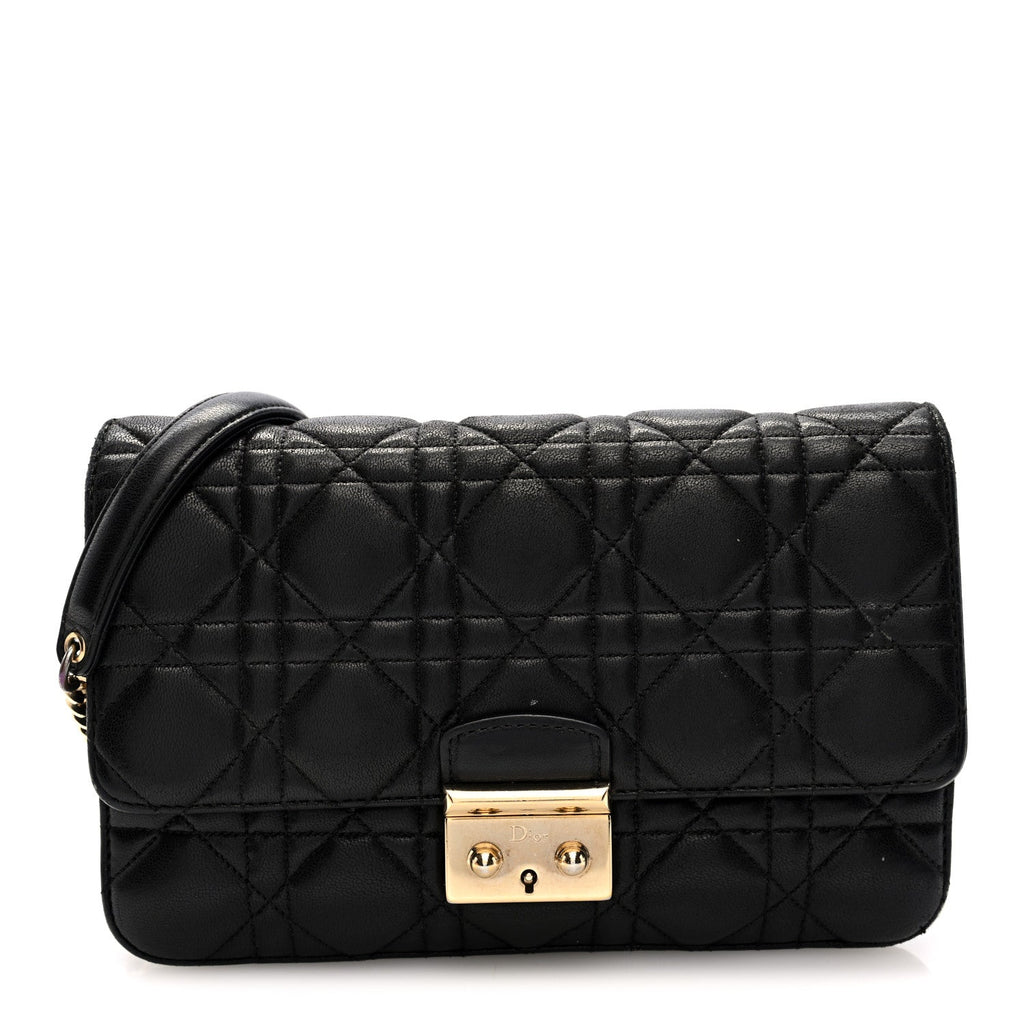 Dior Lambskin Cannage Medium Miss Dior Flap Black