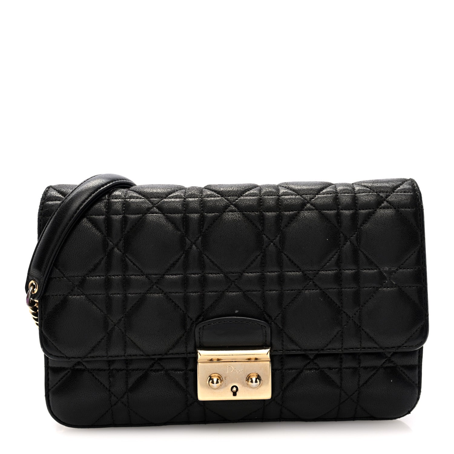 Dior Lambskin Cannage Medium Miss Dior Flap Black