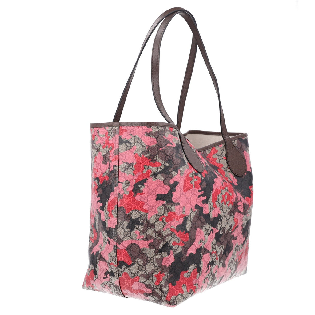 Gucci GG Supreme Monogram Camouflage Tote Pink Red