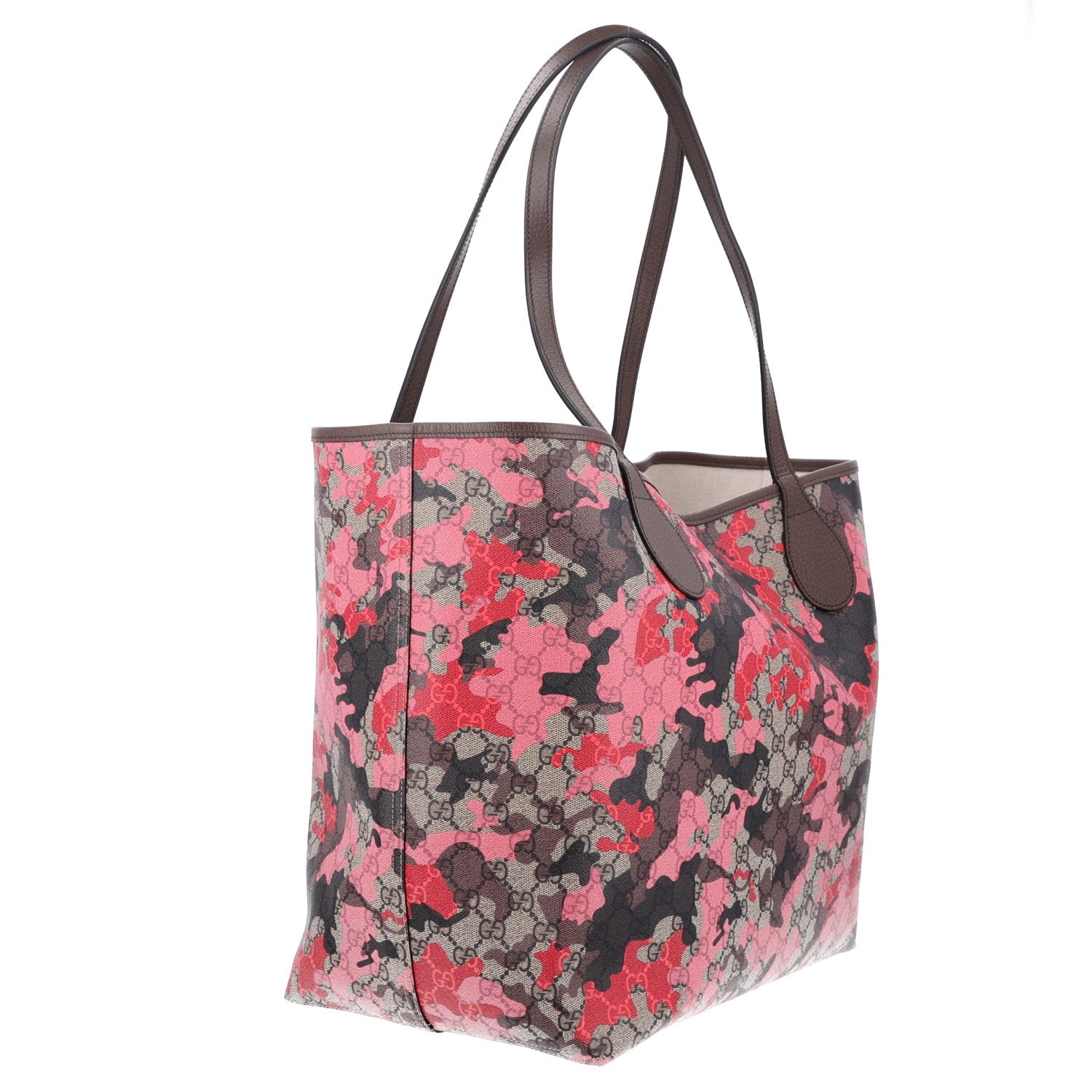 Gucci GG Supreme Monogram Camouflage Tote Pink Red