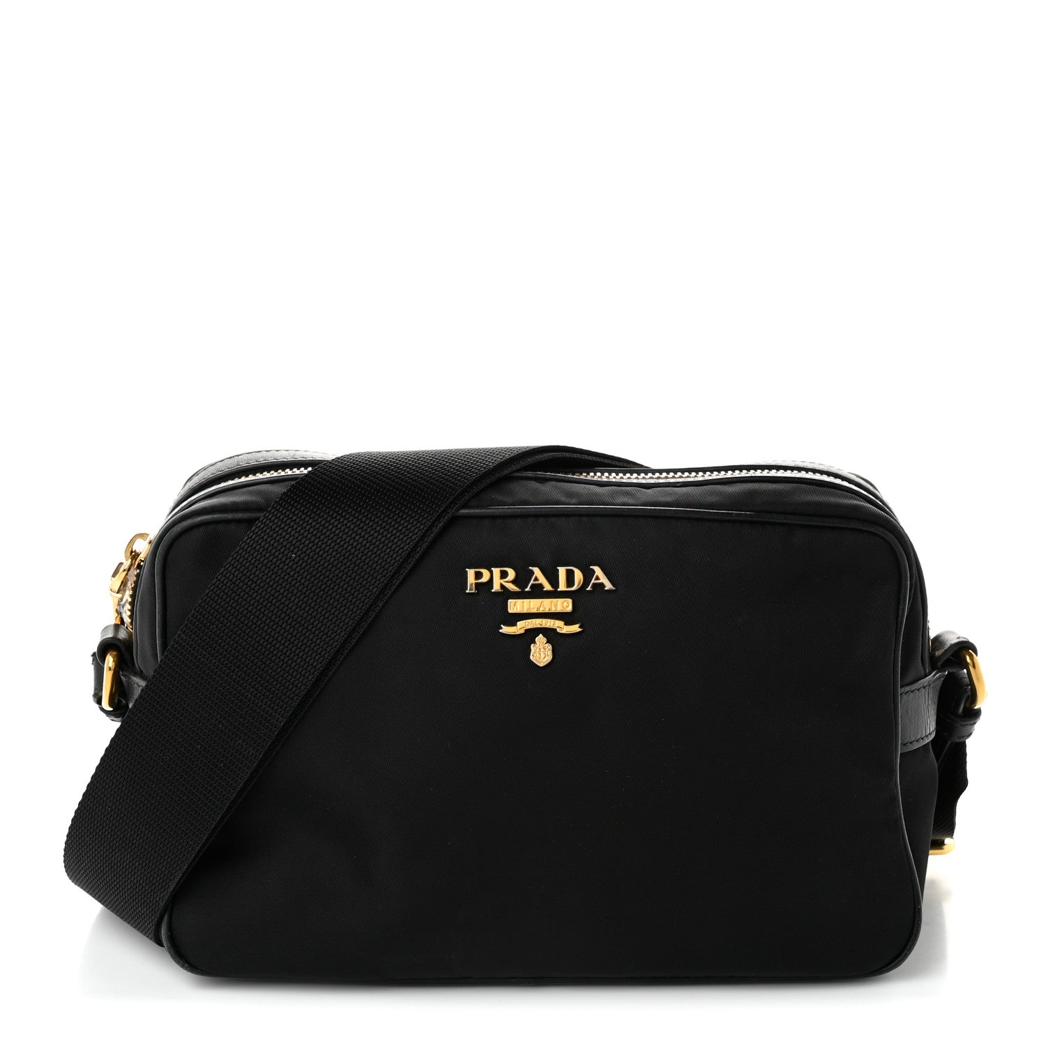 Prada Tessuto Nylon Soft Calf Camera Bag Black