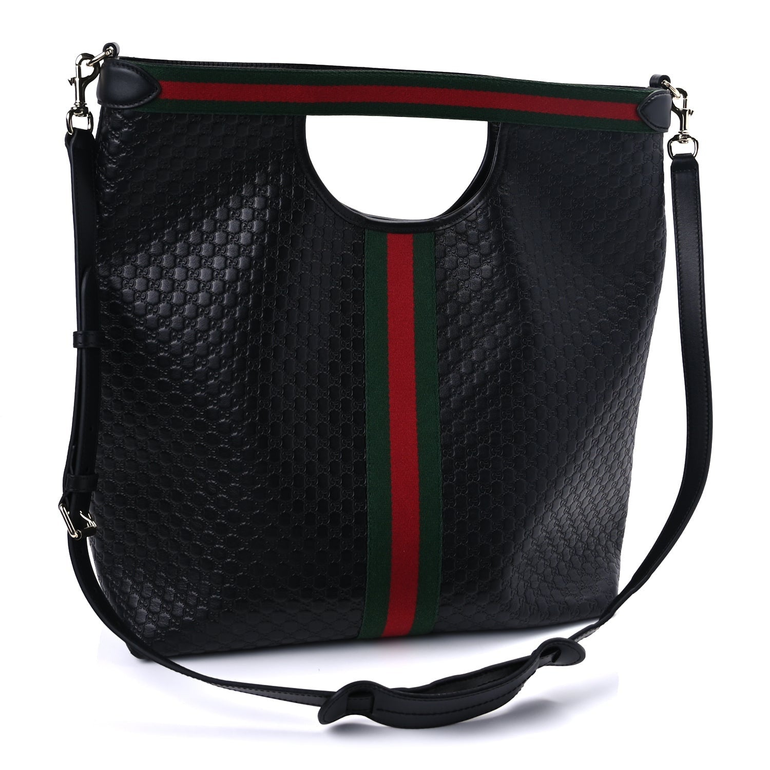 Gucci Microguccissima Web Large Giglio Tote Black