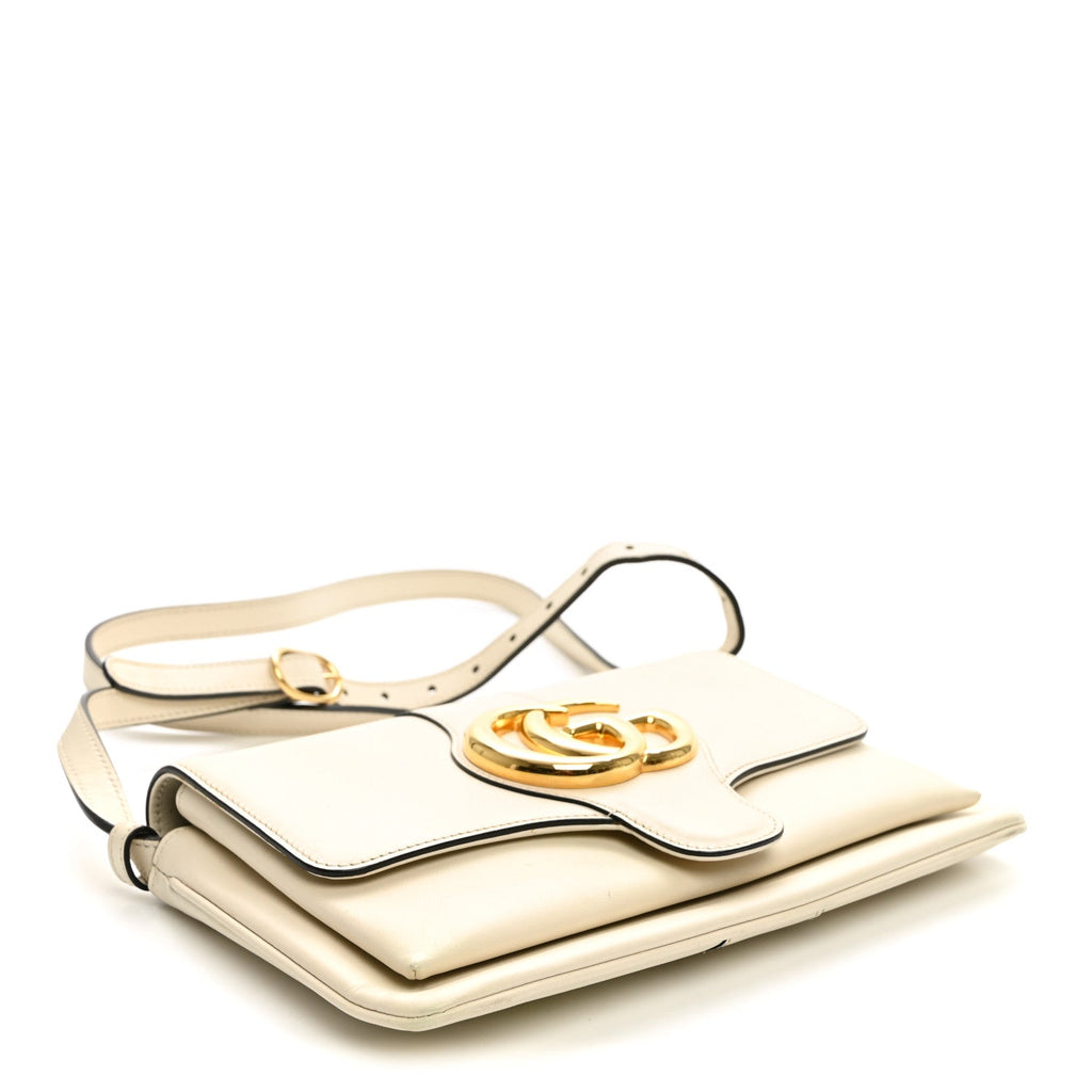 Gucci Calfskin Small Arli Flap Shoulder Bag Mystic White