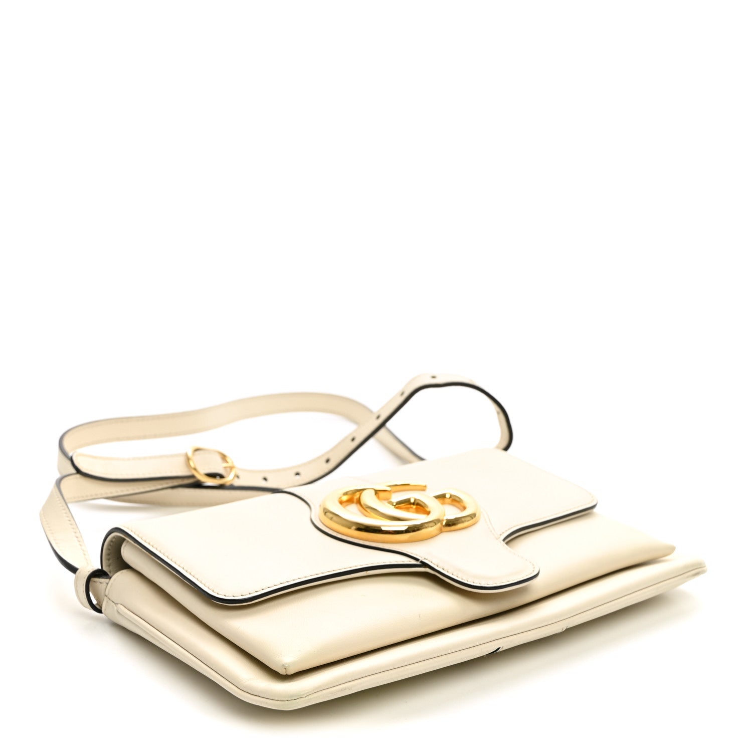 Gucci Calfskin Small Arli Flap Shoulder Bag Mystic White