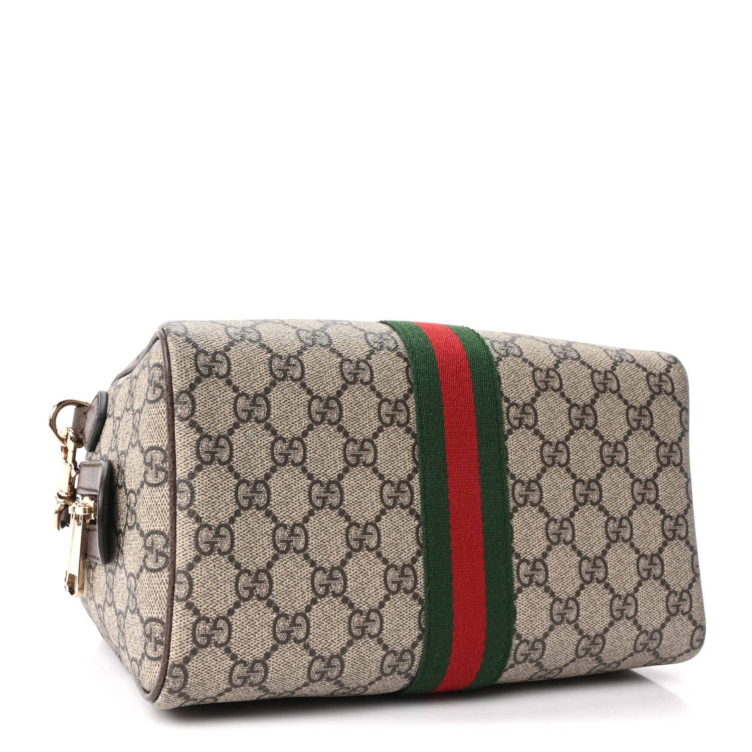 Gucci GG Supreme Monogram Web Medium Ophidia Top Handle Bag Beige Ebony New Acero