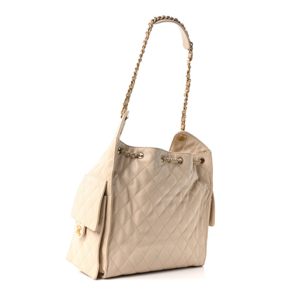 Chanel Caviar Quilted Medium Chanel 25 Handbag Beige