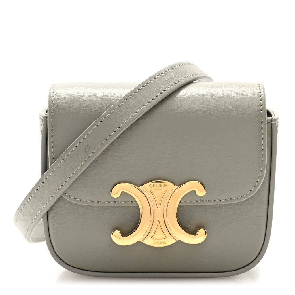 Celine Shiny Calfskin Mini Triomphe Chalk