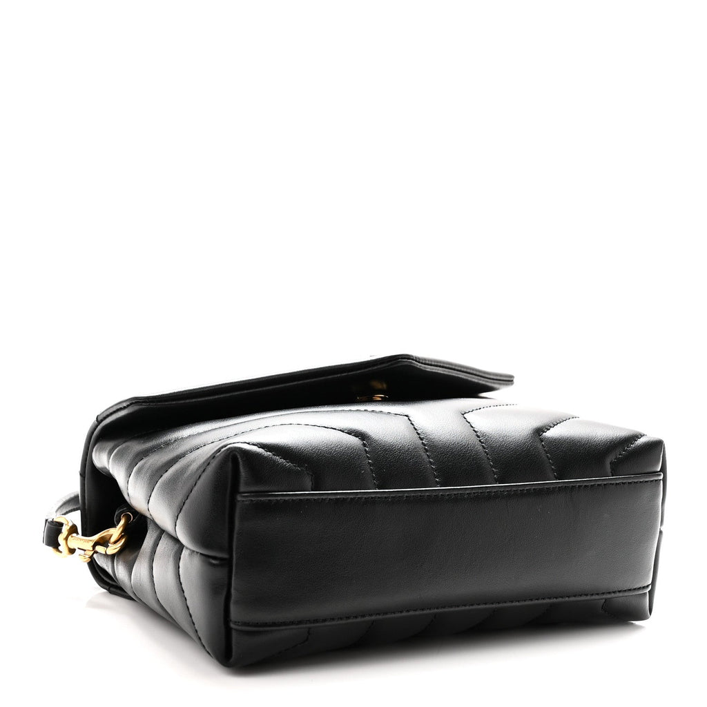 Saint Laurent Calfskin Y Quilted Monogram Toy Loulou Crossbody Bag Black