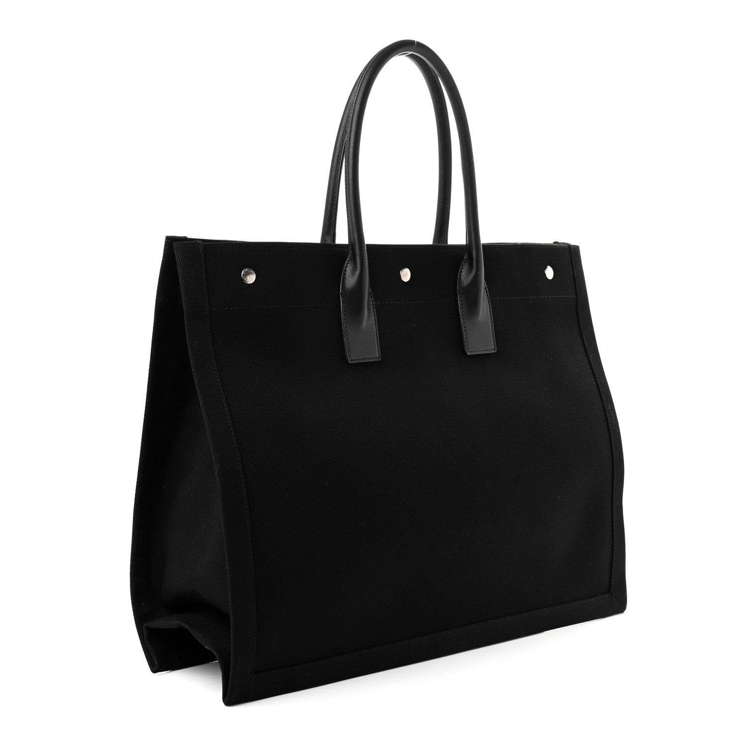 Saint Laurent Linen Calfskin Rive Gauche Tote Black