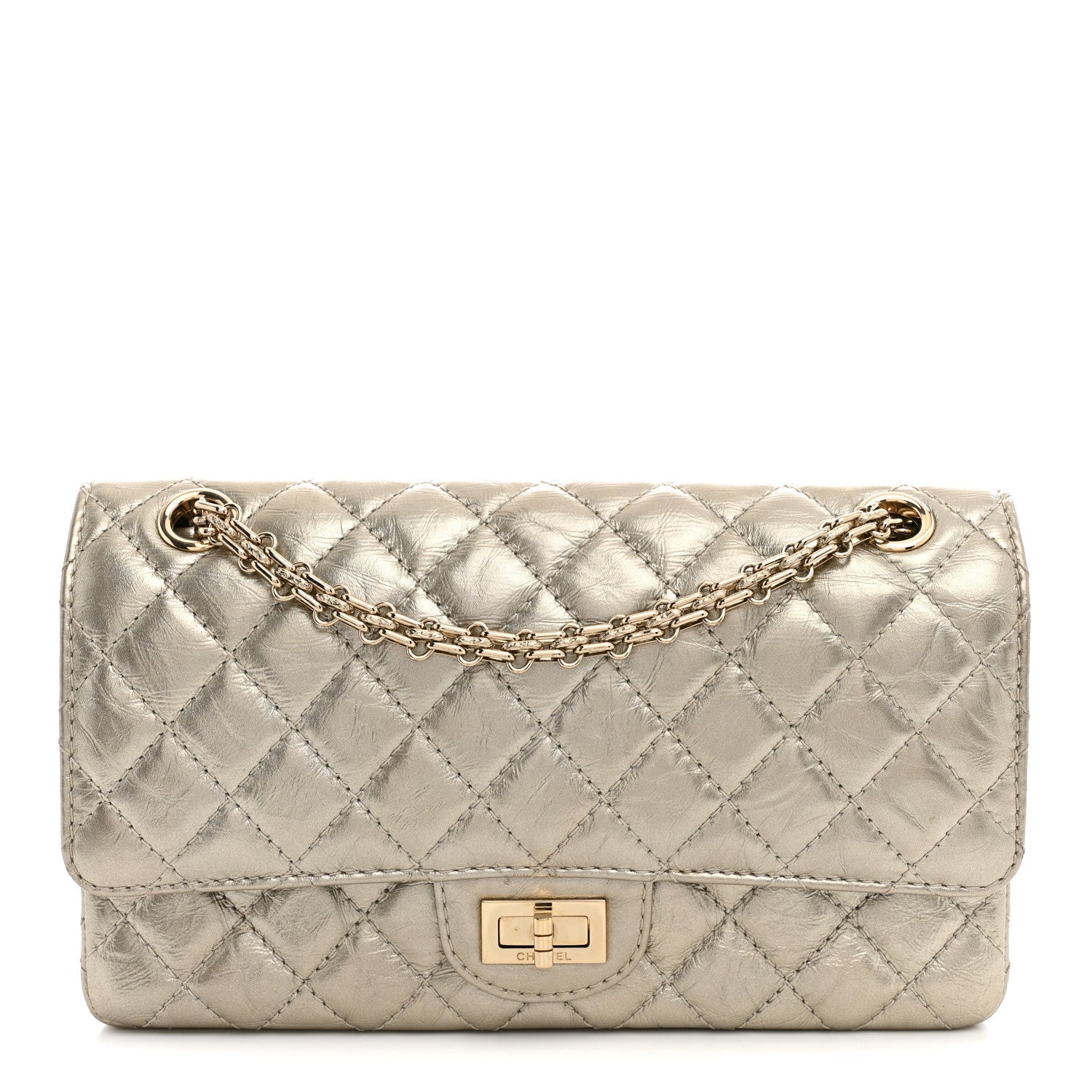 Chanel Metallic Aged Calfskin Quilted 2.55 Reissue 225 Flap Pale Gold