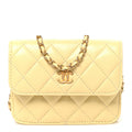 Chanel Lambskin Quilted Pearl Crush Clutch With Chain Yellow