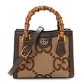 Gucci Monogram Jumbo GG Textured Dollar Calfskin Mini Diana Tote Bag Camel Ebony New Acero Pomegranate Red