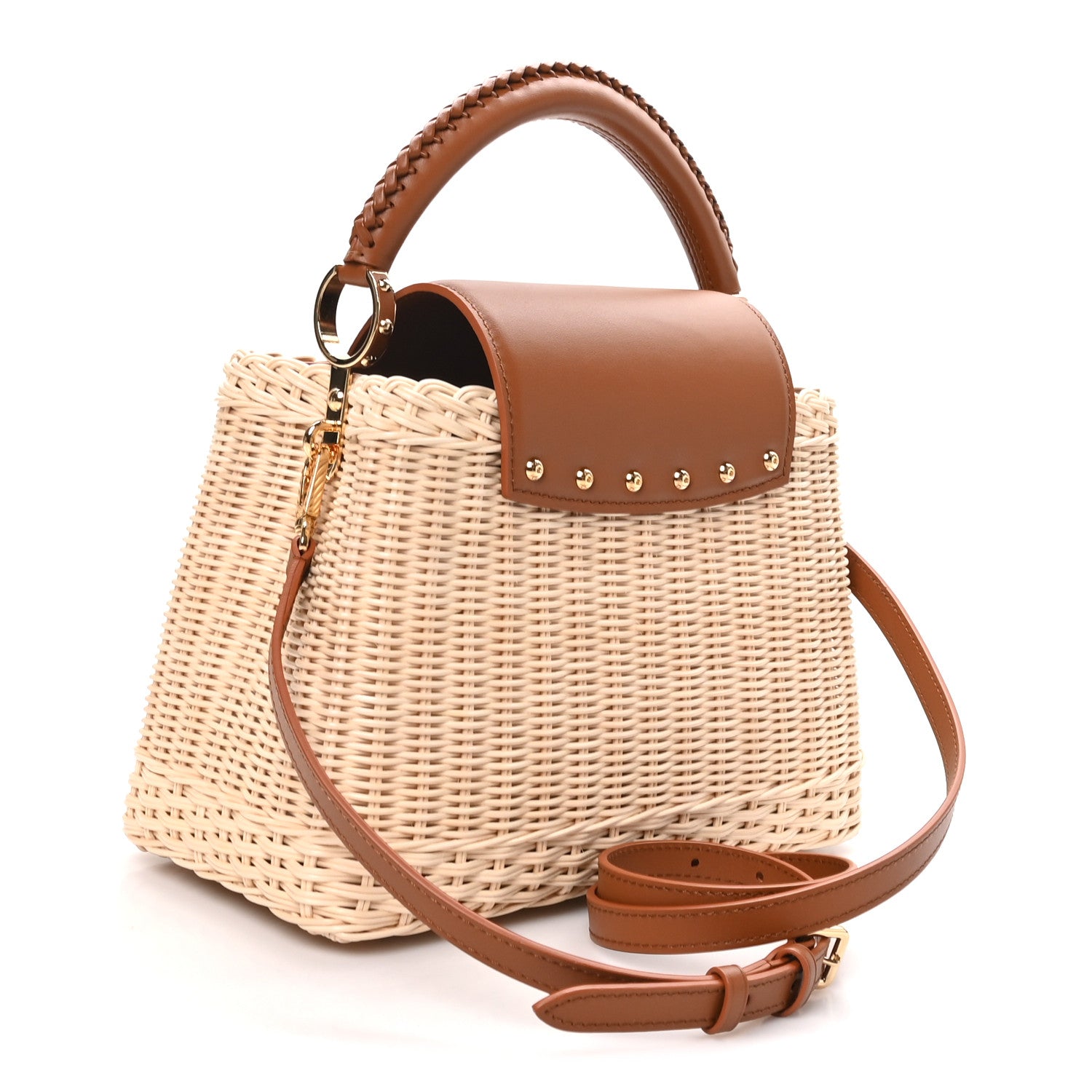 Louis Vuitton Rattan Calfskin Capucines BB Tan