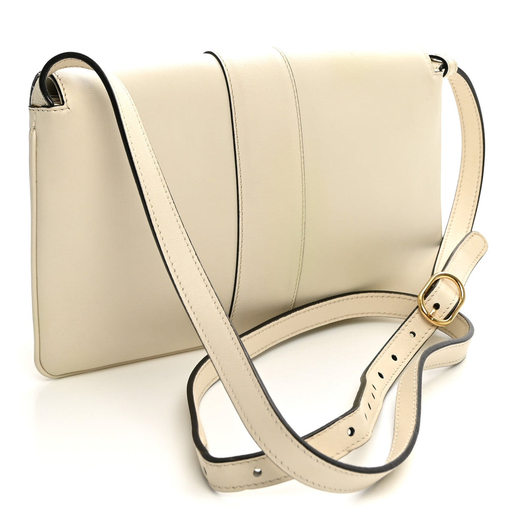 Gucci Calfskin Small Arli Flap Shoulder Bag Mystic White