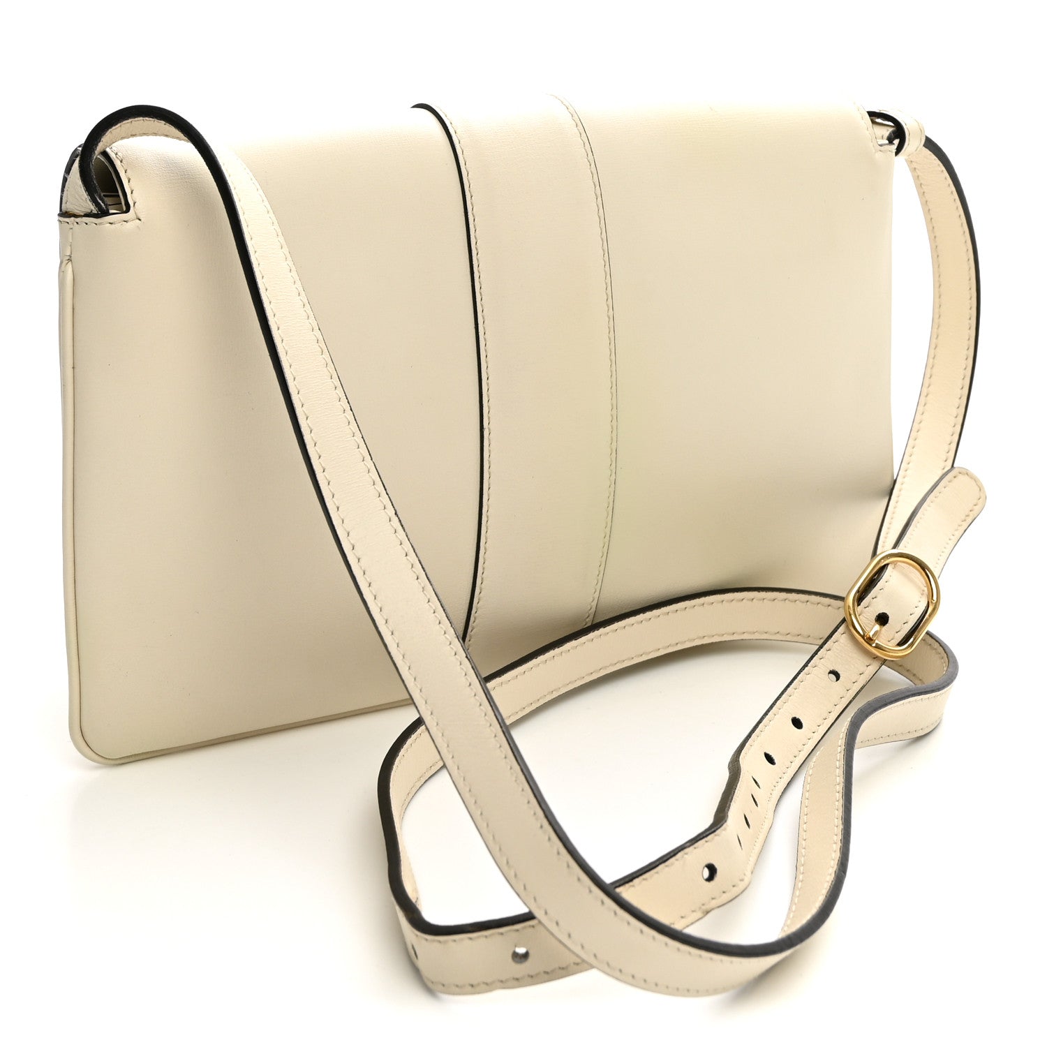 Gucci Calfskin Small Arli Flap Shoulder Bag Mystic White