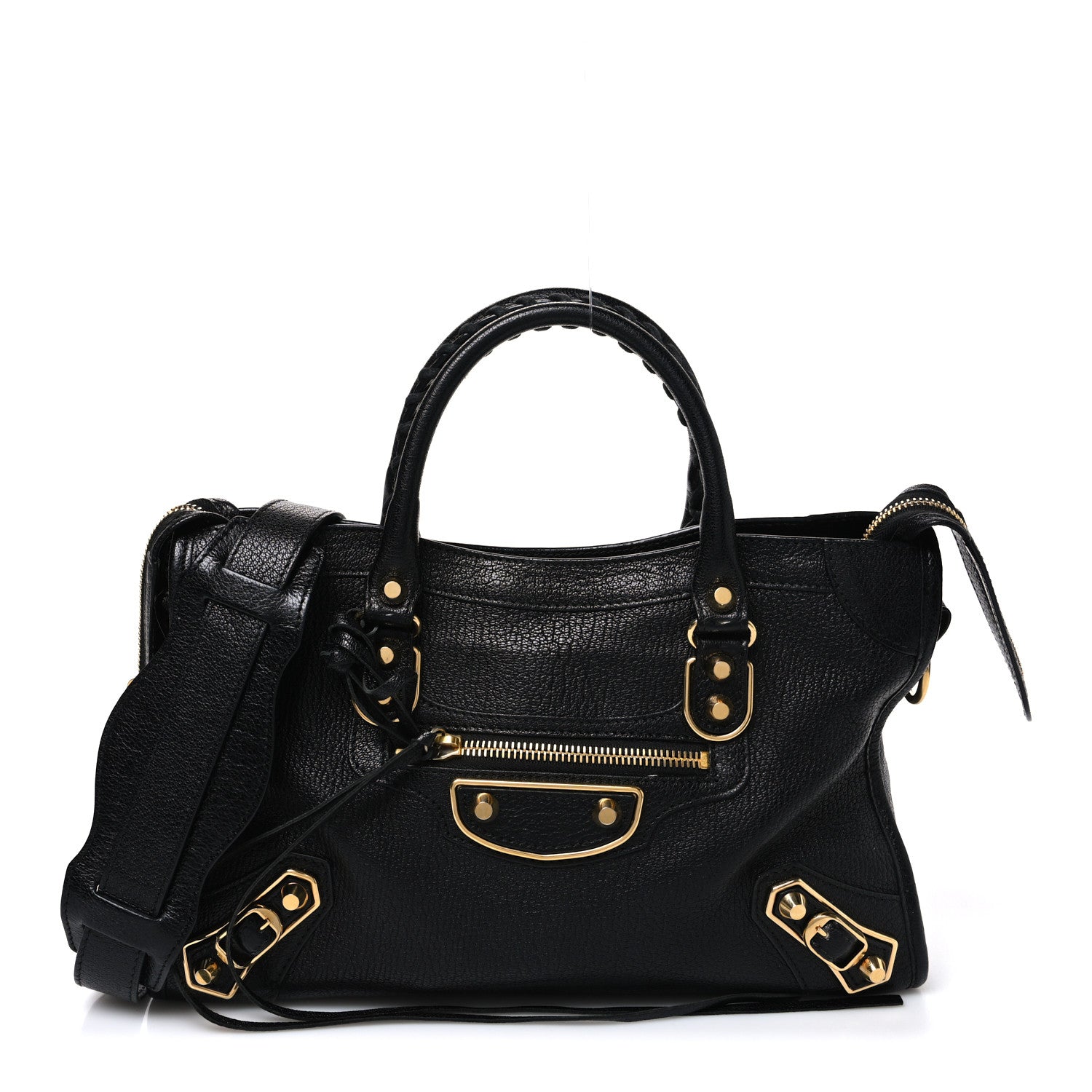 Balenciaga Chevre Gold Metallic Edge Hardware S City Black