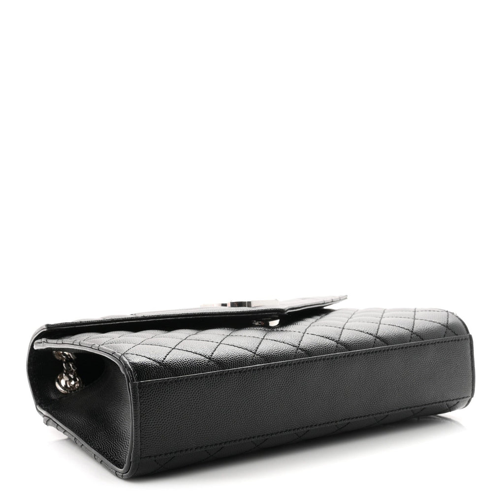 Saint Laurent Grain De Poudre Textured Mixed Matelasse Triquilt Medium Monogram Satchel Black