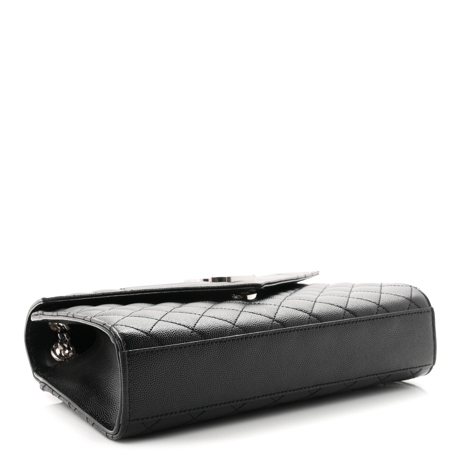 Saint Laurent Grain De Poudre Textured Mixed Matelasse Triquilt Medium Monogram Satchel Black