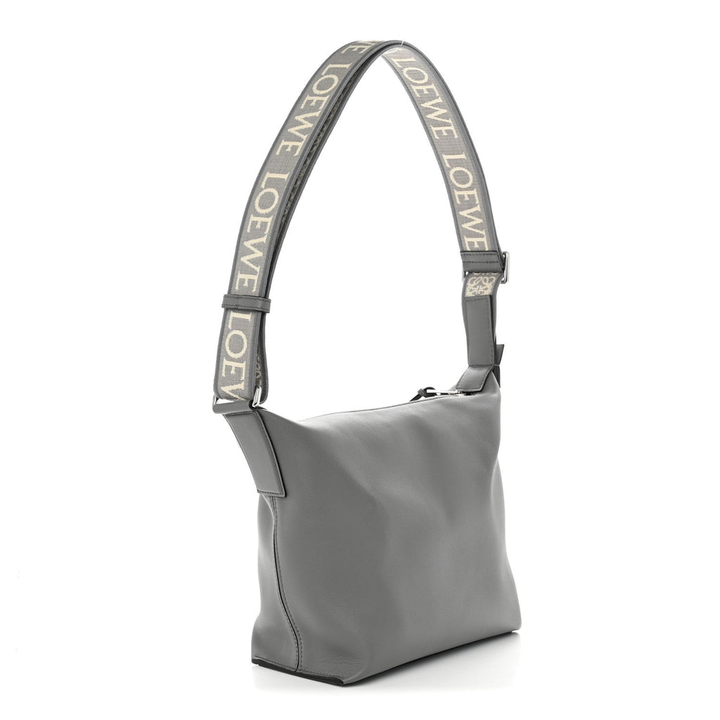 Loewe Supple Smooth Calfskin Jacquard Small Cubi Crossbody Bag Asphalt Grey