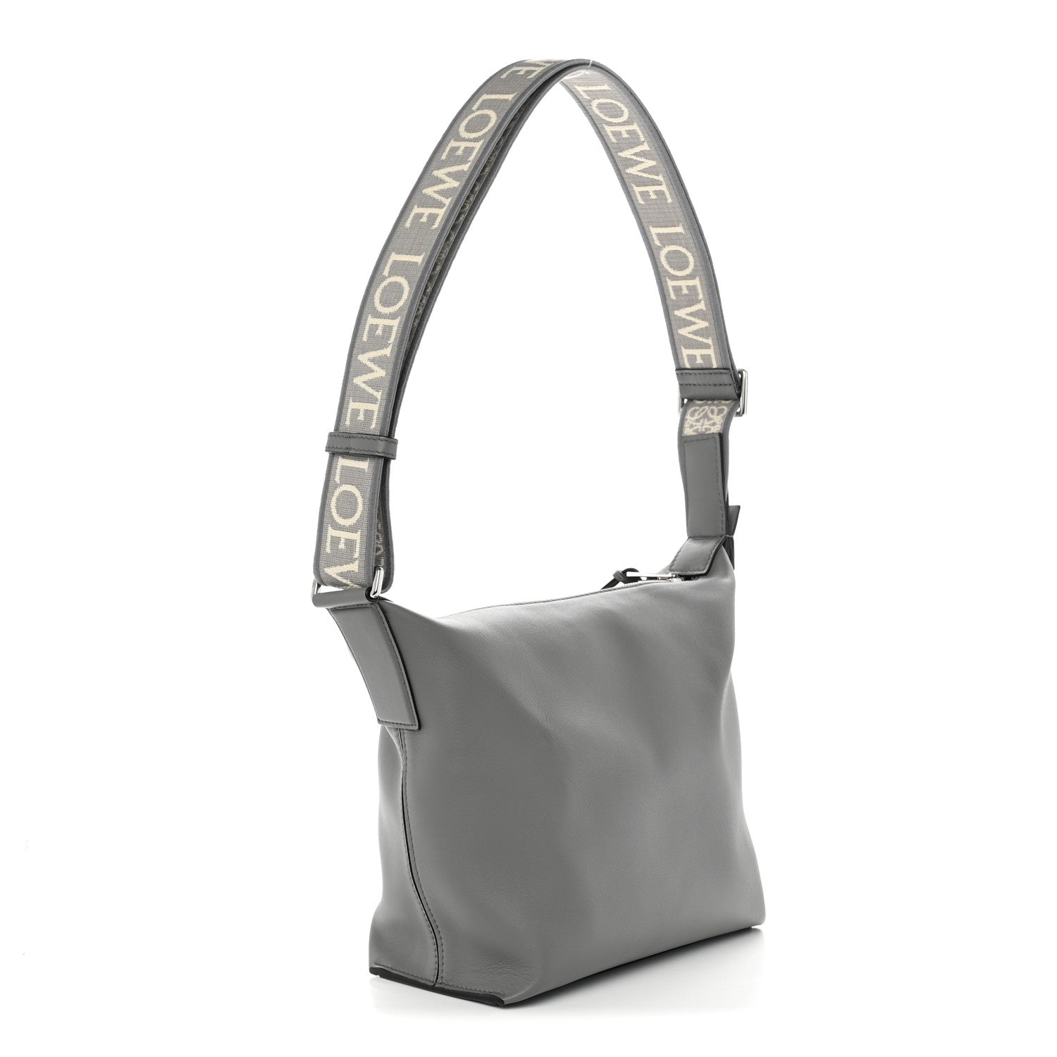 Loewe Supple Smooth Calfskin Jacquard Small Cubi Crossbody Bag Asphalt Grey