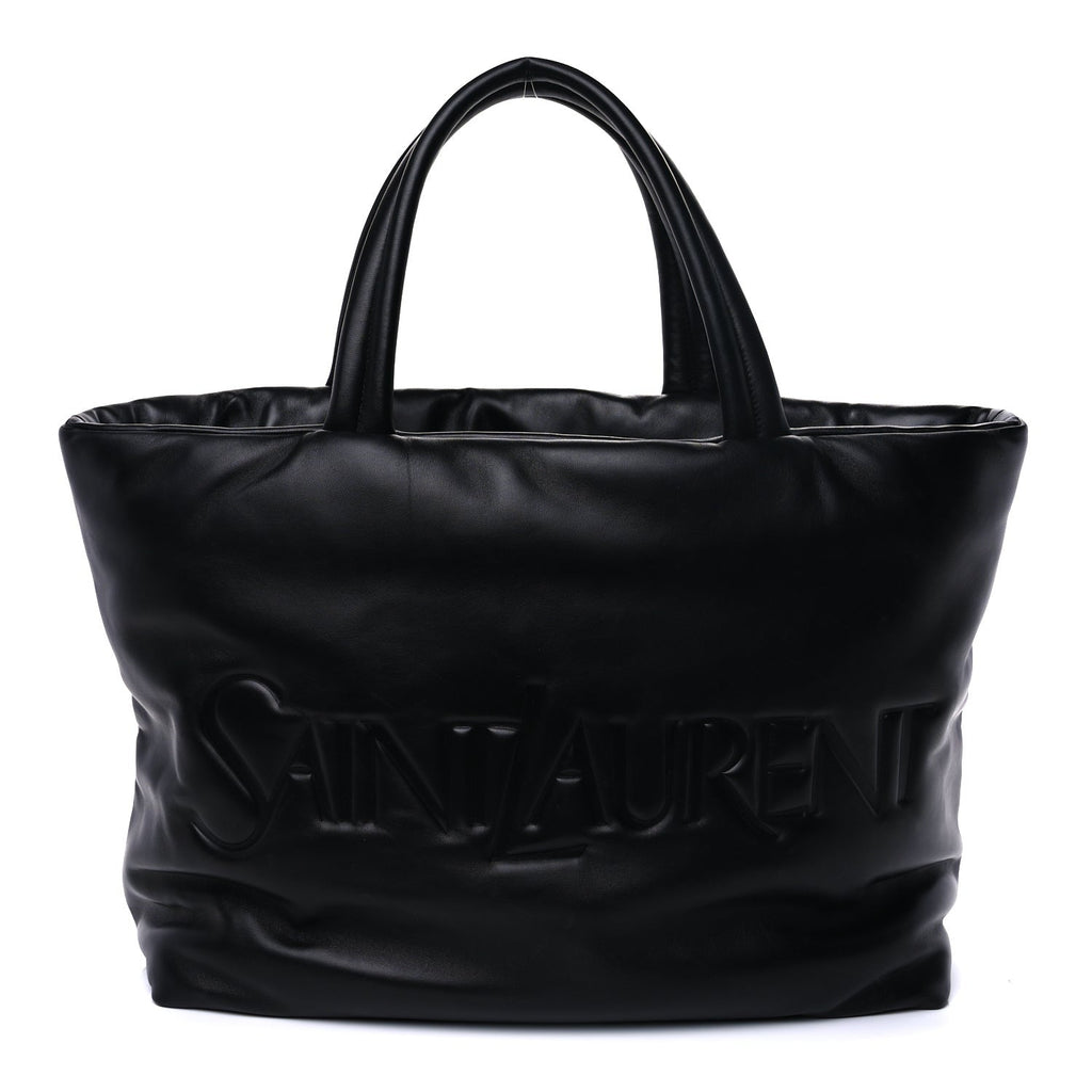 Saint Laurent Lambskin Wide Puffer Tote Black