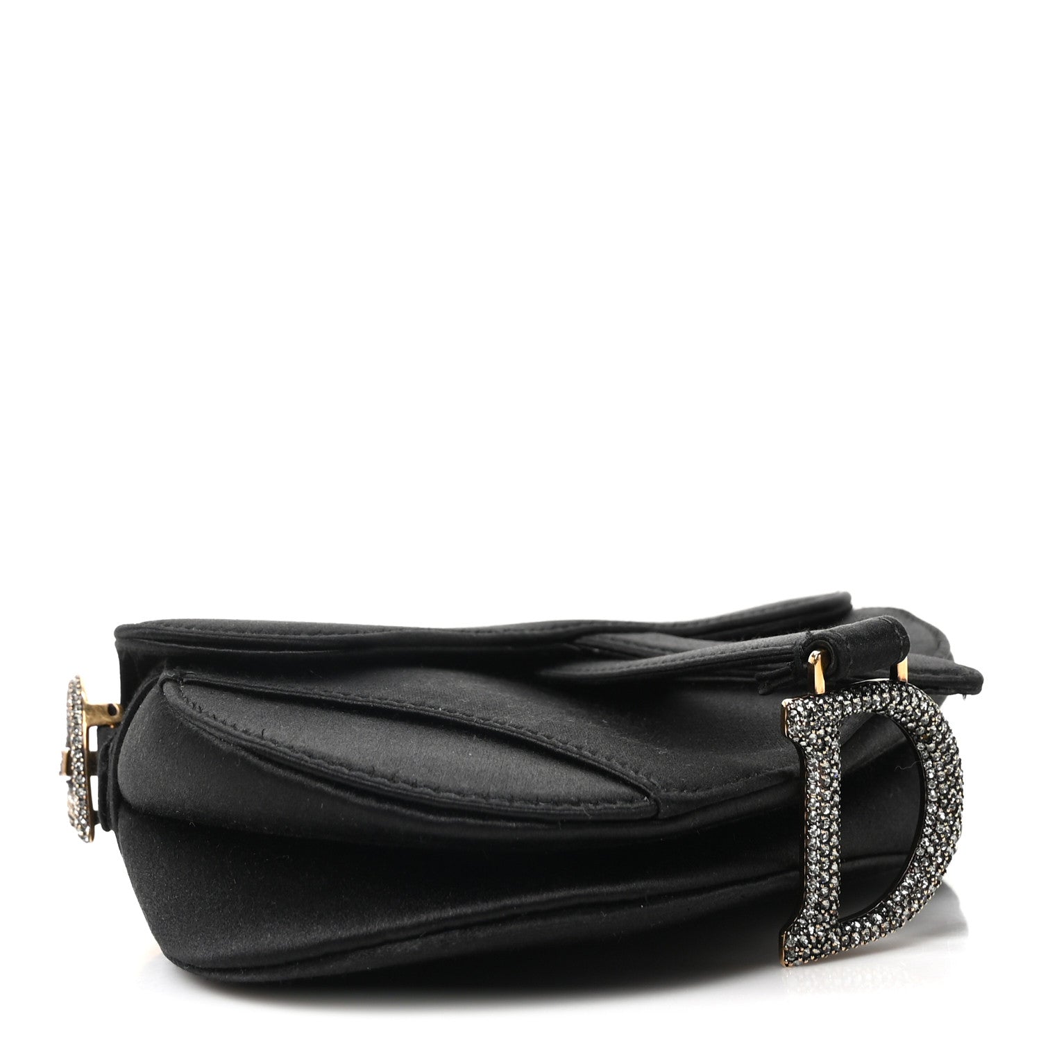 Dior Satin Crystal Mini Saddle Bag Black