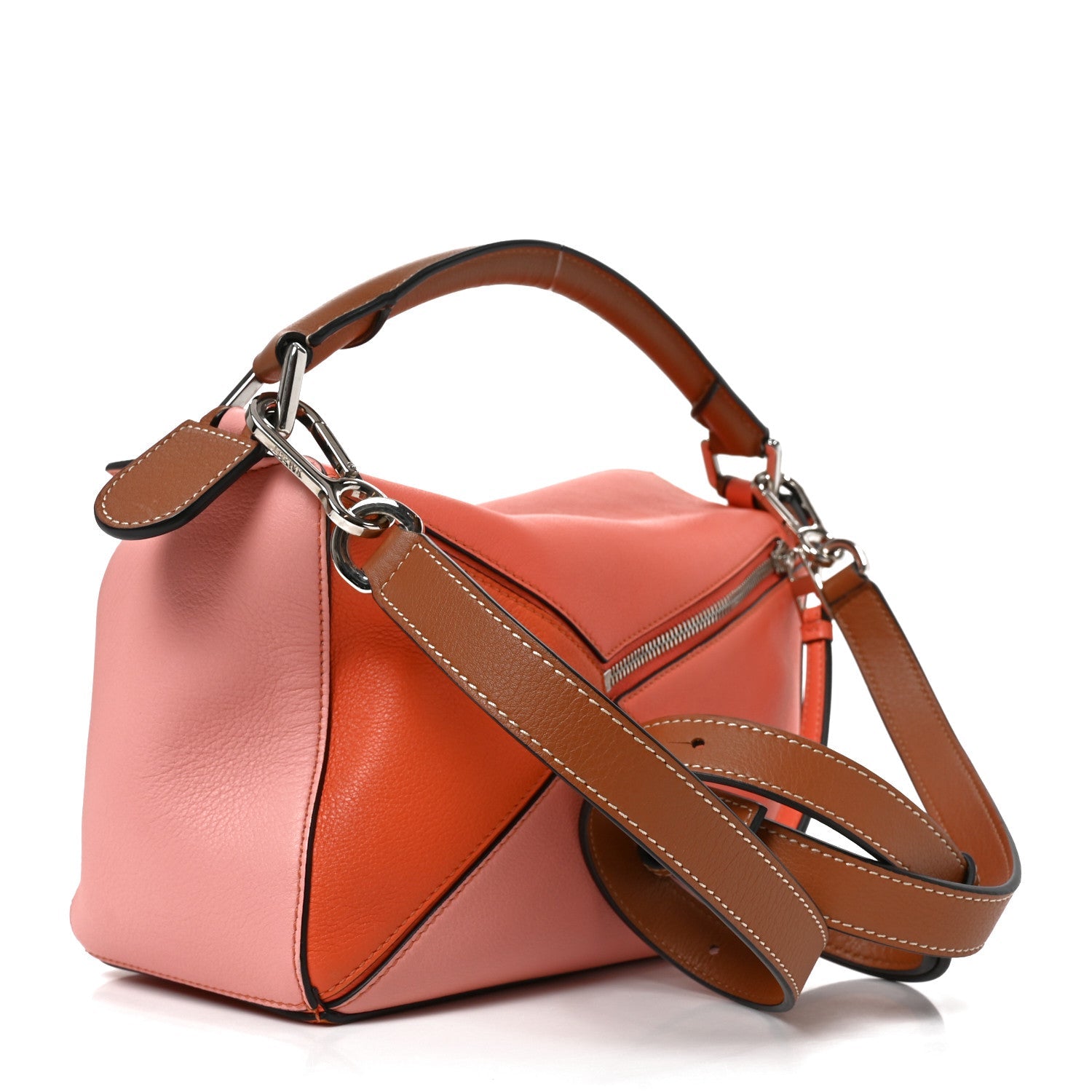 Loewe Calfskin Small Puzzle Bag Orange Tan Pink
