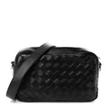 Bottega Veneta Calfskin Intrecciato Small Camera Bag Black