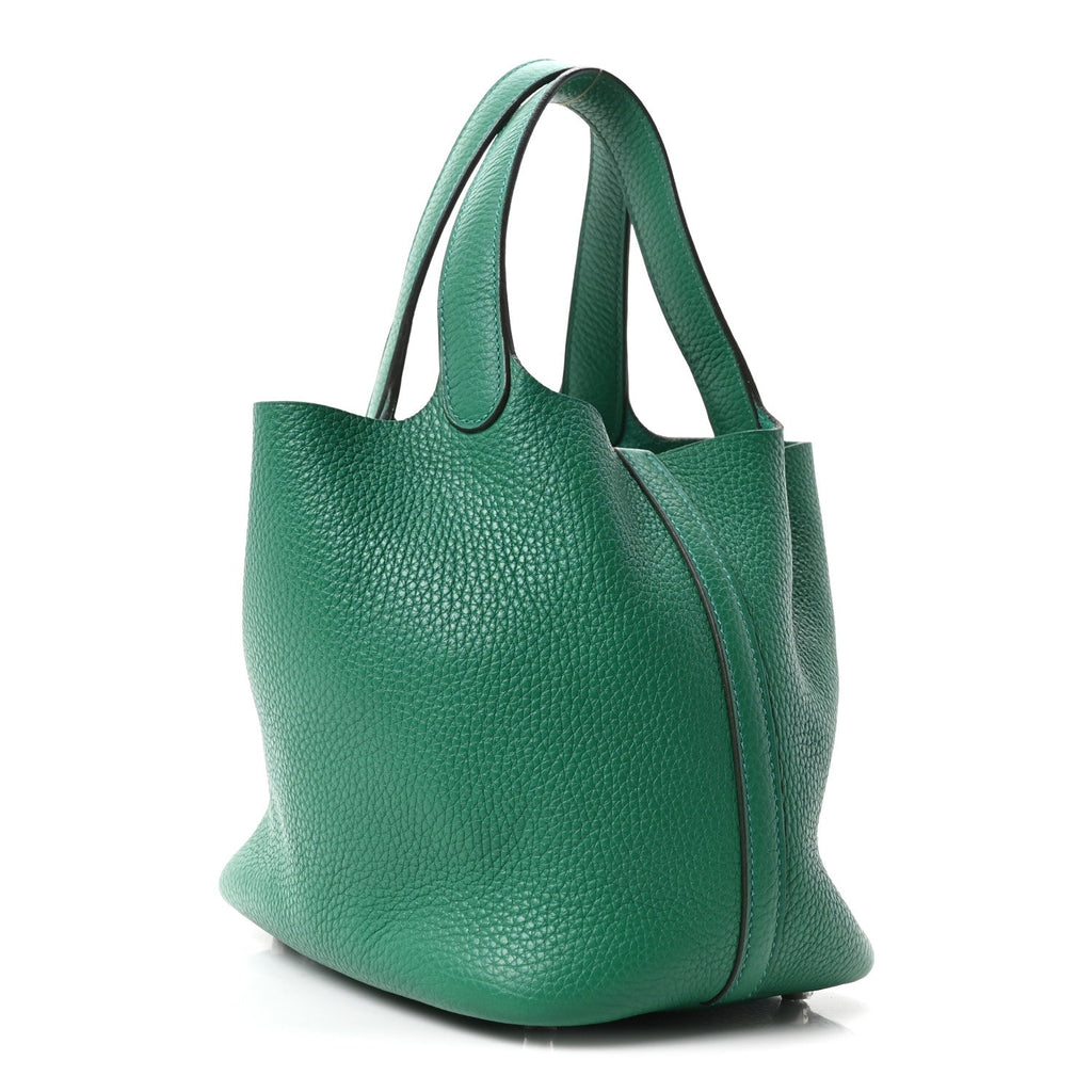 Hermès Taurillon Clemence Picotin Lock 18 PM Vert Jade