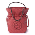 Gucci Sakai Be Green Calfskin Diagonal Stitched Mini Blondie Bucket Bag Pink