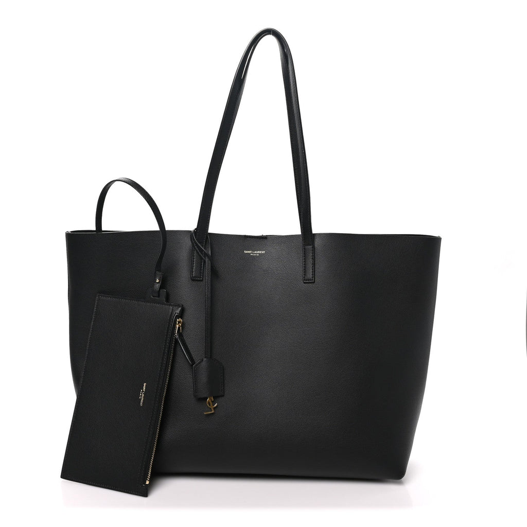 Saint Laurent Calfskin Large Shopping Tote Black
