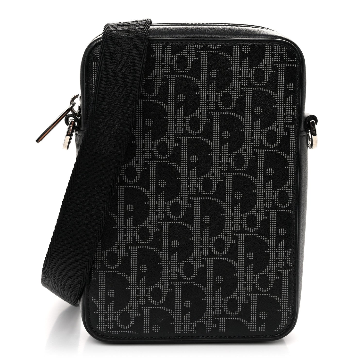 Front view — Dior World Tour Bag in tonal Oblique Galaxy jacquard with zip-top closure and adjustable webbing strap