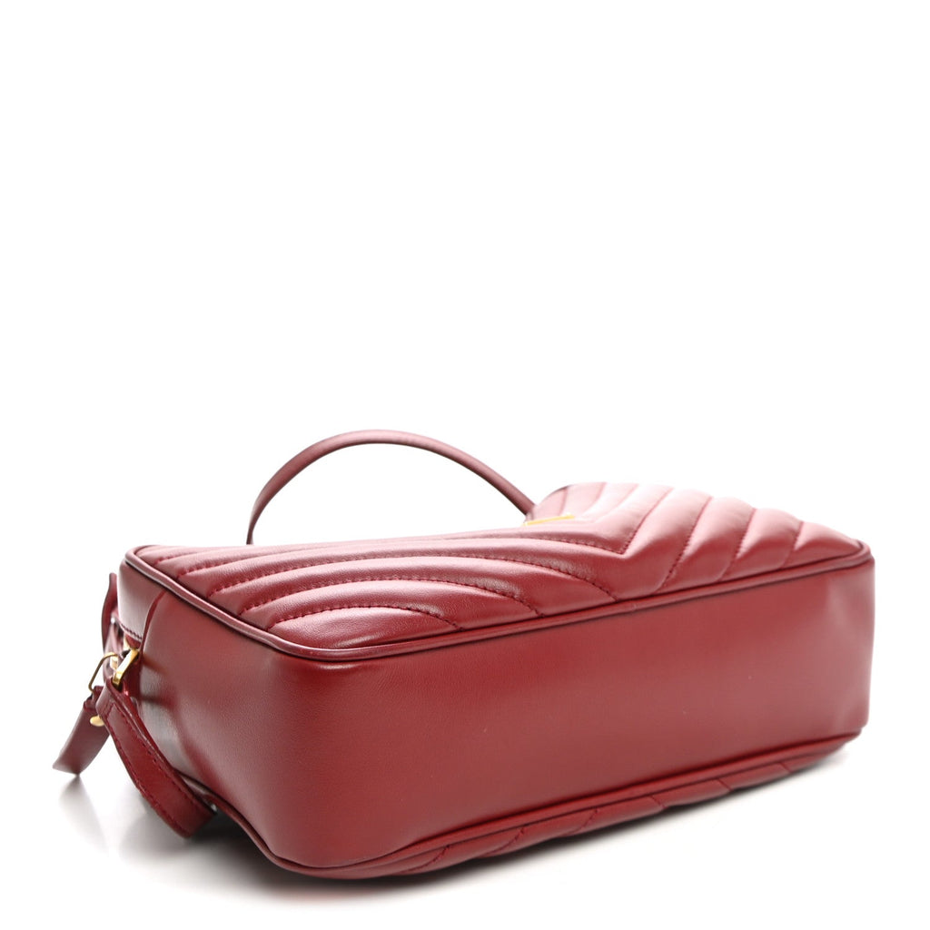 Saint Laurent Calfskin Matelasse Monogram Lou Camera Bag Red