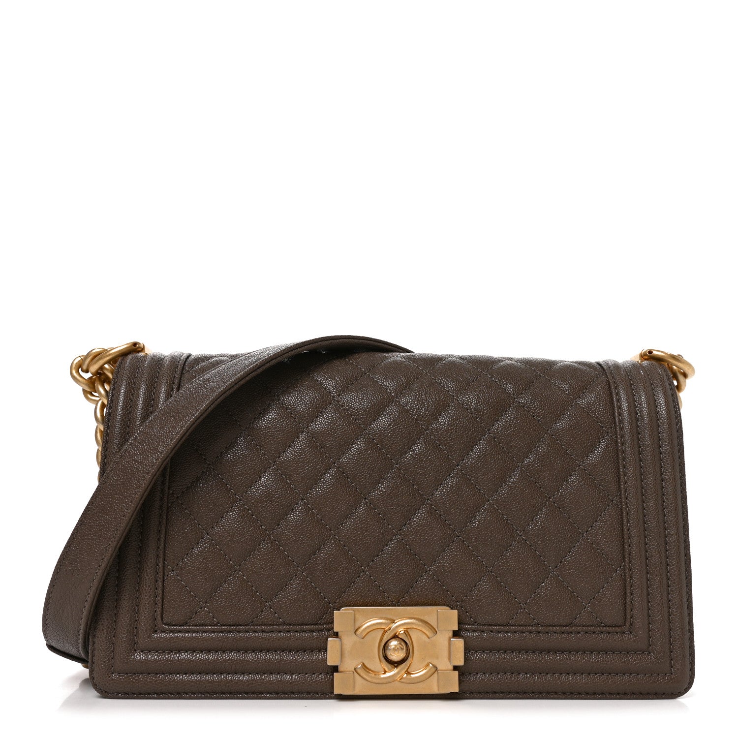 Chanel Caviar Quilted Medium Boy Flap Khaki