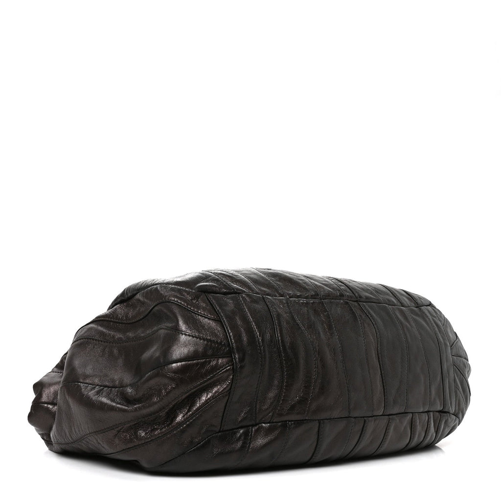 Prada Nappa Pleated Hobo Grafite Mordore