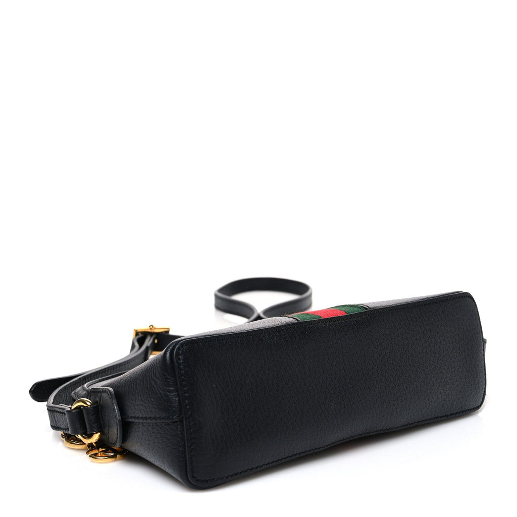 Gucci Suede Patent Web GG Small Ophidia Dome Shoulder Bag Black