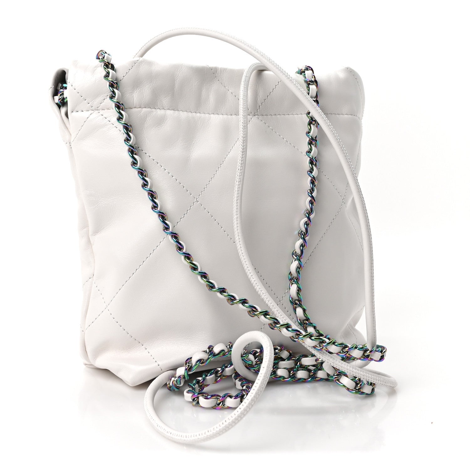 Chanel Shiny Calfskin Quilted Rainbow Mini Chanel 22 White