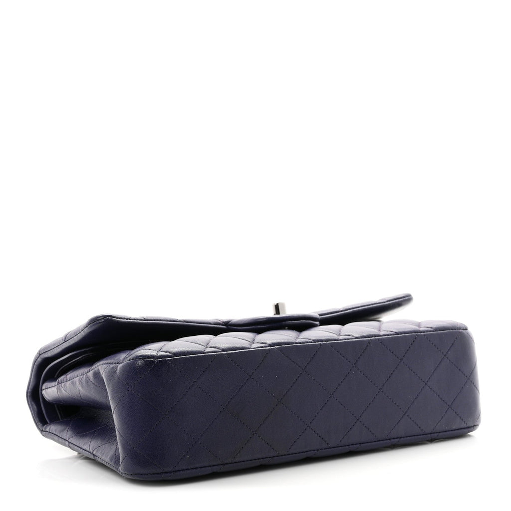 Chanel Lambskin Quilted Medium Double Flap Dark Purple
