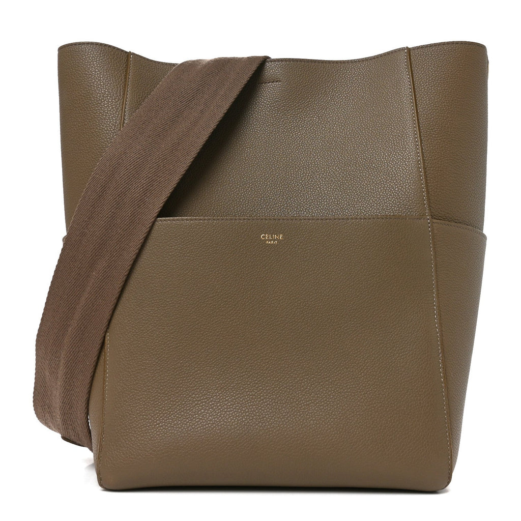 Celine Soft Grained Calfskin Sangle Bucket Bag Taupe
