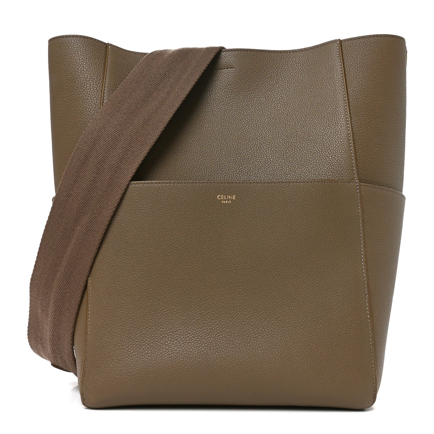 Celine Soft Grained Calfskin Sangle Bucket Bag Taupe