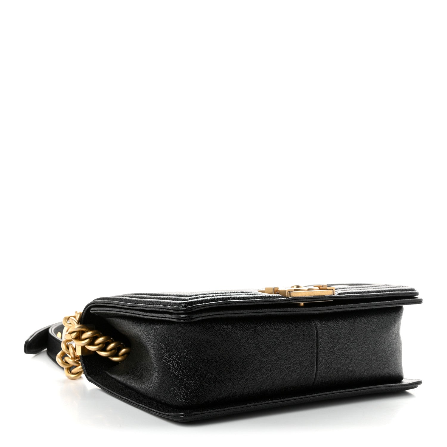 Chanel Caviar Chevron Quilted Medium Boy Flap Black