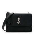 Saint Laurent Calfskin Medium Monogram Sunset Satchel Black