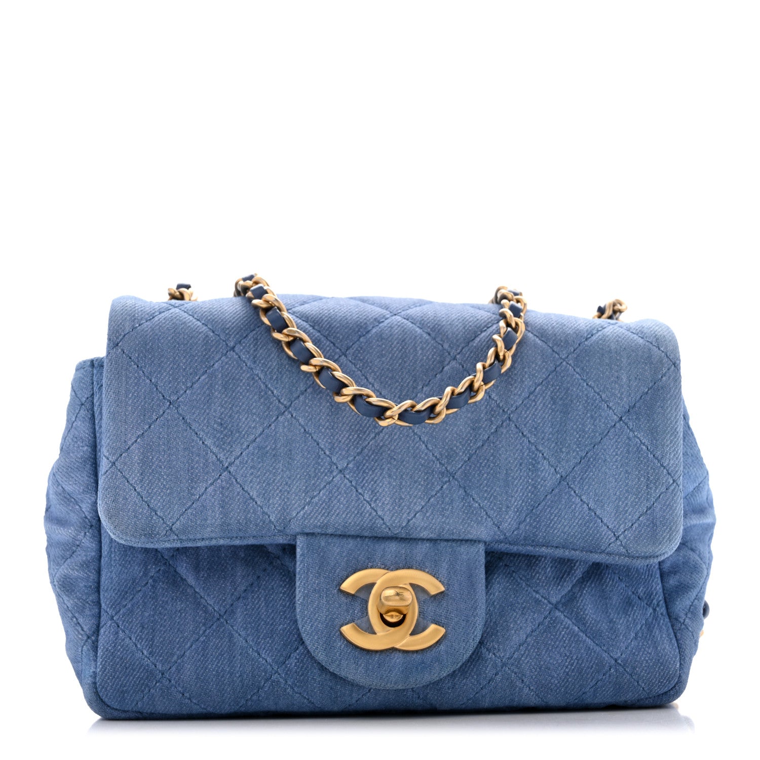 Chanel Denim Quilted Mini Pearl Crush Flap Blue