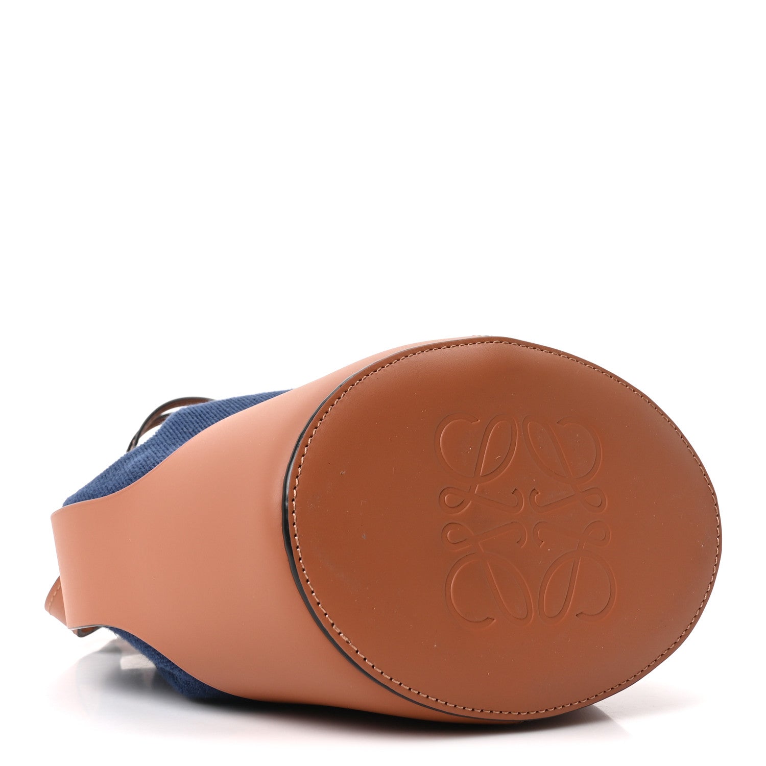 Loewe Canvas Calfskin Balloon Bucket Bag Navy Tan