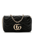 Gucci Lambskin Matelasse Mini GG Marmont Shoulder Bag Black